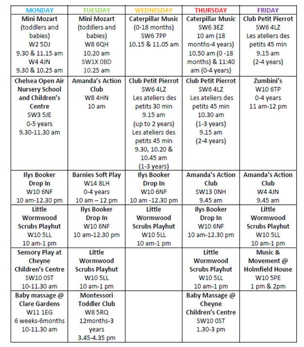 playgroup schedule
